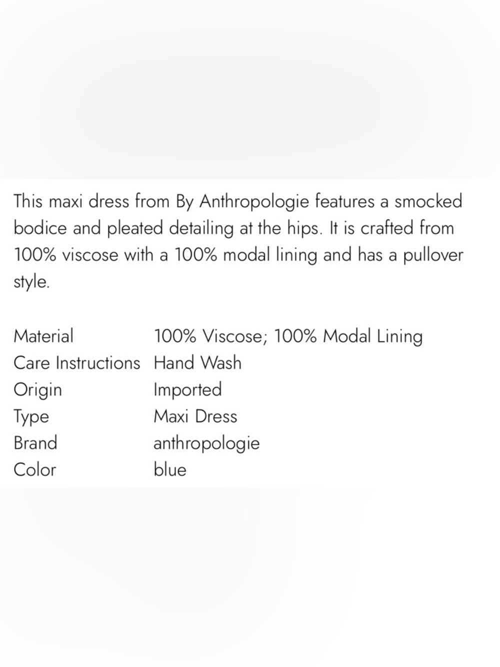 Anthropologie Floral V-Neck Blue Maxi Dress with Button Front size 2 - Picture 5 of 14